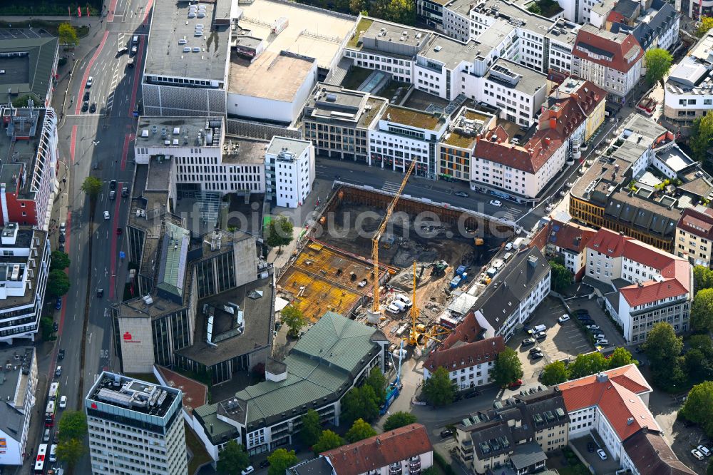 Luftbild Osnabrück - Neubau einer Mikroapartment-Wohnanlage Georgstraße Ecke Möserstraße in Osnabrück im Bundesland Niedersachsen, Deutschland