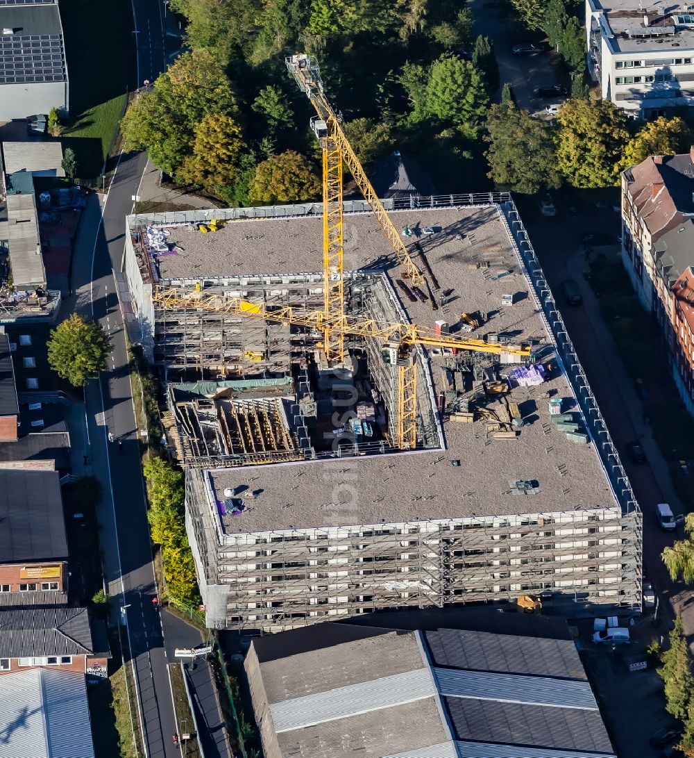 Kiel von oben - Neubau einer Mikroapartment-Wohnanlage Lieblingsplatz an der VELO 10 in Kiel im Bundesland Schleswig-Holstein, Deutschland