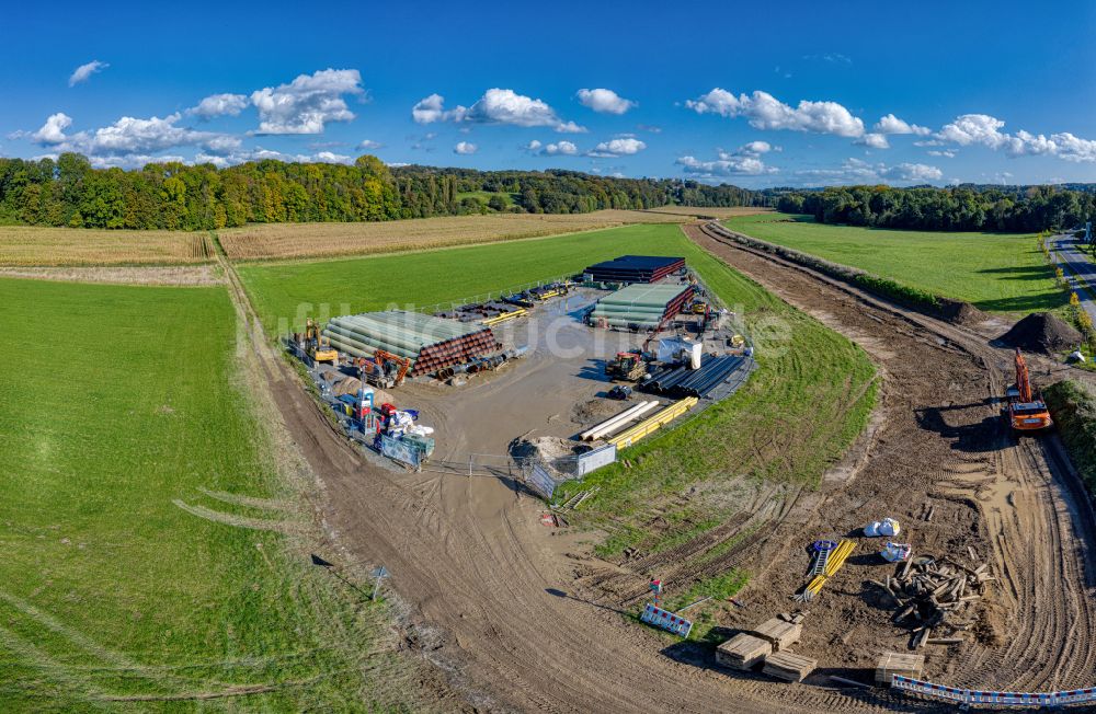 Hummelsheim von oben - Neubau einer NETG Gas- Pipeline in Hummelsheim im Bundesland Nordrhein-Westfalen, Deutschland