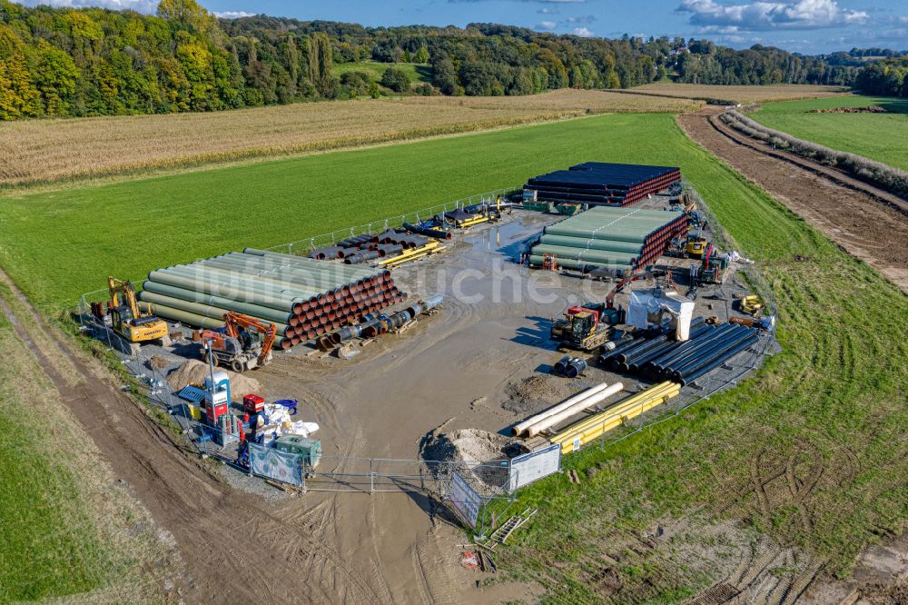 Hummelsheim aus der Vogelperspektive: Neubau einer NETG Gas- Pipeline in Hummelsheim im Bundesland Nordrhein-Westfalen, Deutschland