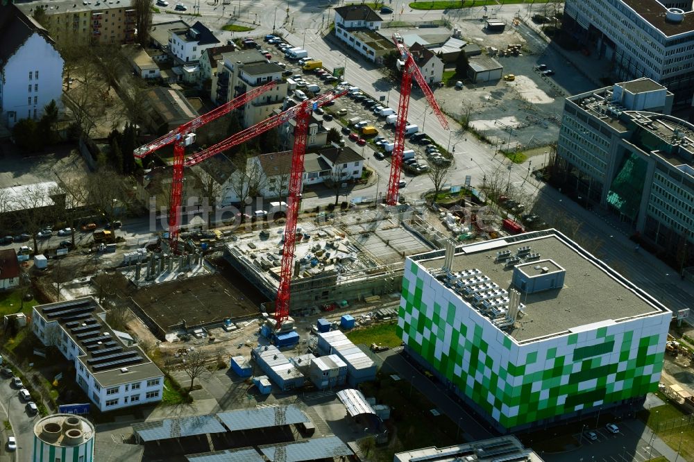 Luftbild Offenbach am Main - Neubau des Rechenzentrums der EVO am Goethering - Bettinastraße in Offenbach am Main im Bundesland Hessen, Deutschland