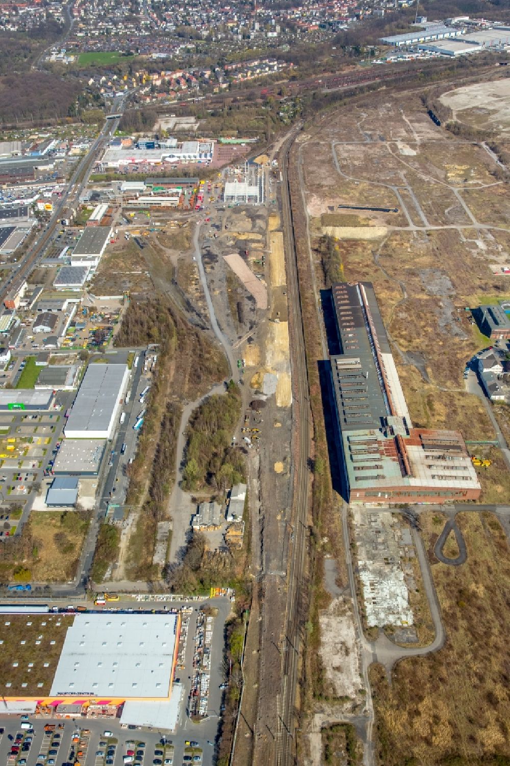 Dortmund von oben - Neubau RRX- Betriebswerk in Dortmund im Bundesland Nordrhein-Westfalen