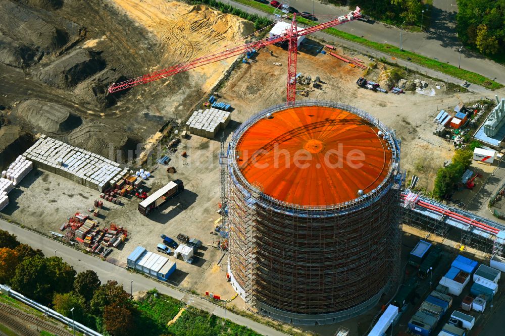 Berlin aus der Vogelperspektive: Neubau Rückhaltebecken und Stadtwärmespeicher im Ortsteil Siemensstadt in Berlin, Deutschland