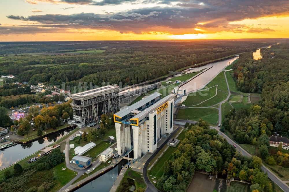 Niederfinow aus der Vogelperspektive: Neubau des Schiffshebewerk Niederfinow am Oder-Havel-Kanal im Bundesland Brandenburg