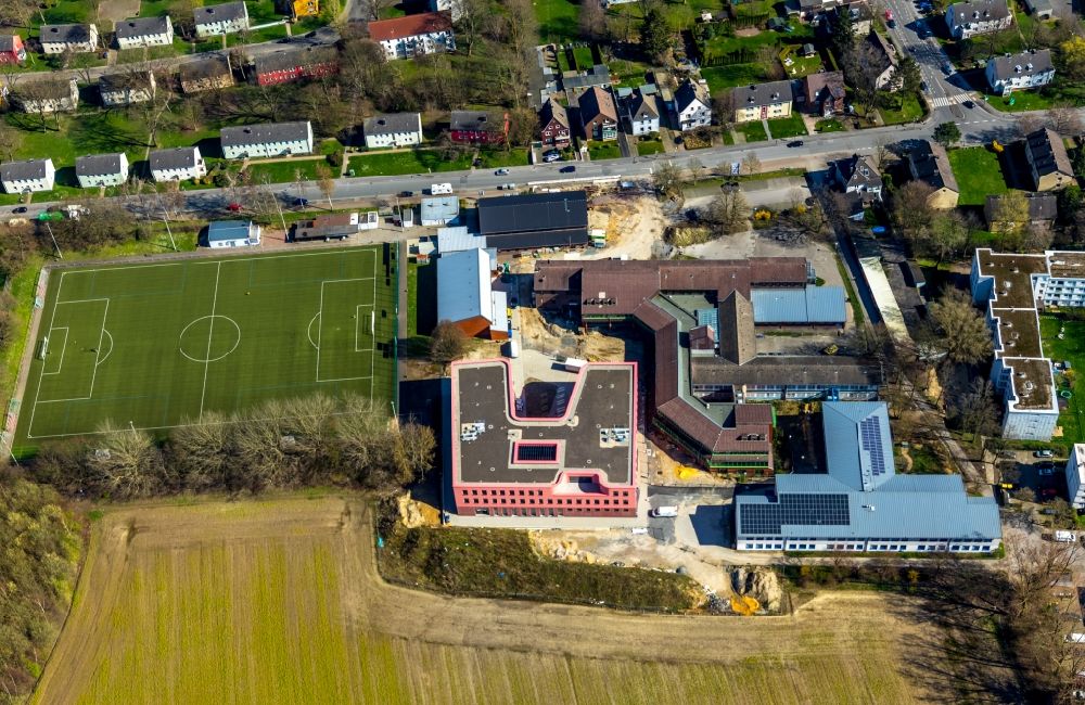 Luftaufnahme Dortmund - Neubau eines Schulgebäudes der Reinoldi- Sekundarschule in Dortmund im Bundesland Nordrhein-Westfalen, Deutschland