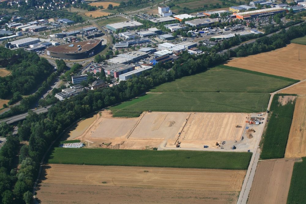 Binzen von oben - Neubau der Sportplatzanlagen in Binzen im Bundesland Baden-Württemberg, Deutschland