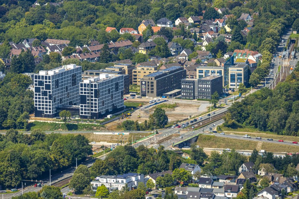 Bochum von oben - Neubau eines Studenten- Wohnheim in Bochum im Bundesland Nordrhein-Westfalen, Deutschland