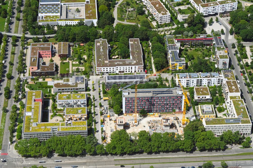 Luftbild München - Neubau eines Studenten- Wohnheim in München im Bundesland Bayern, Deutschland