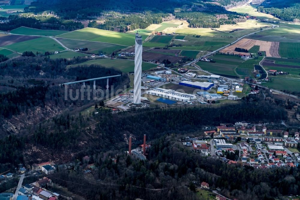 Luftbild Rottweil - Neubau des ThyssenKrupp Aufzugstestturm in Rottweil im Bundesland Baden-Württemberg