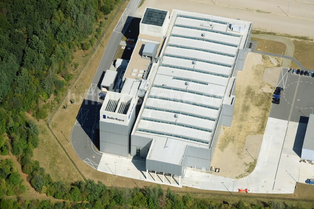 Blankenfelde-Mahlow von oben - Neubau eines Triebwerks- Prüfstandes im Rolls Royce Werk im Gewerbepark Dahlewitz im Bundesland Brandenburg