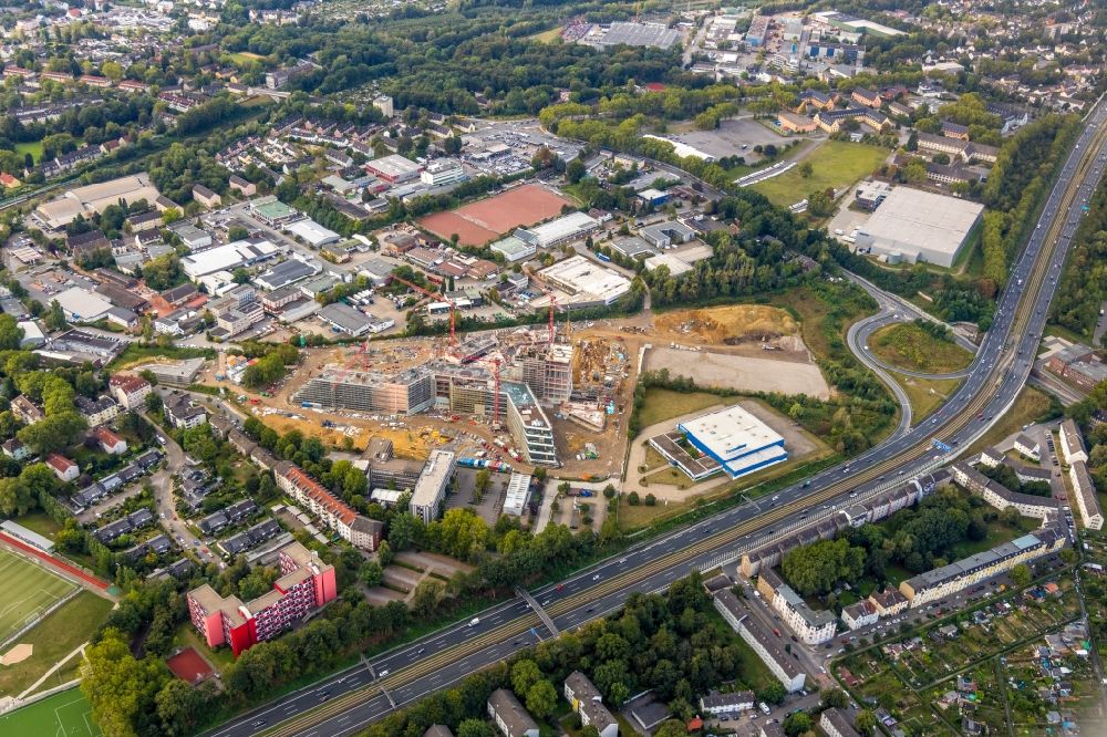 Luftaufnahme Essen - Neubau des Unternehmens-Verwaltungsgebäude ALDI-Nord Campus in Essen im Bundesland Nordrhein-Westfalen, Deutschland