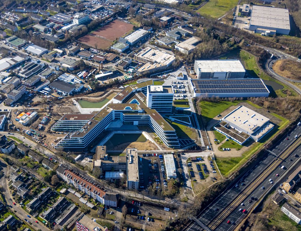 Luftbild Essen - Neubau des Unternehmens- Verwaltungsgebäude ALDI-Nord Campus in Essen im Bundesland Nordrhein-Westfalen, Deutschland