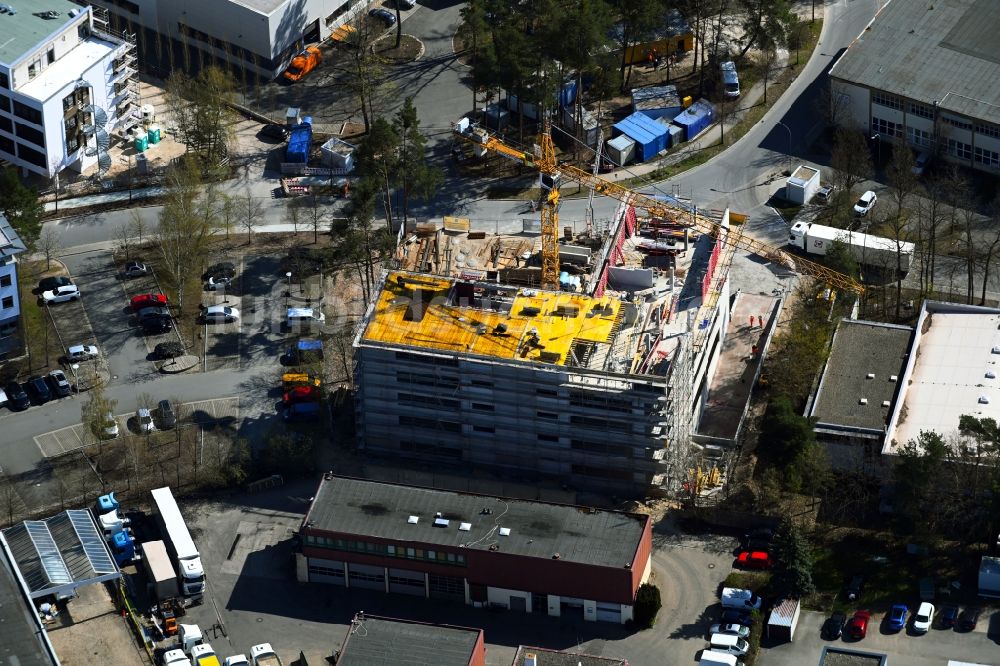 Luftaufnahme Nürnberg - Neubau des Unternehmens-Verwaltungsgebäude auf dem Campus Nordostpark in Nürnberg im Bundesland Bayern, Deutschland