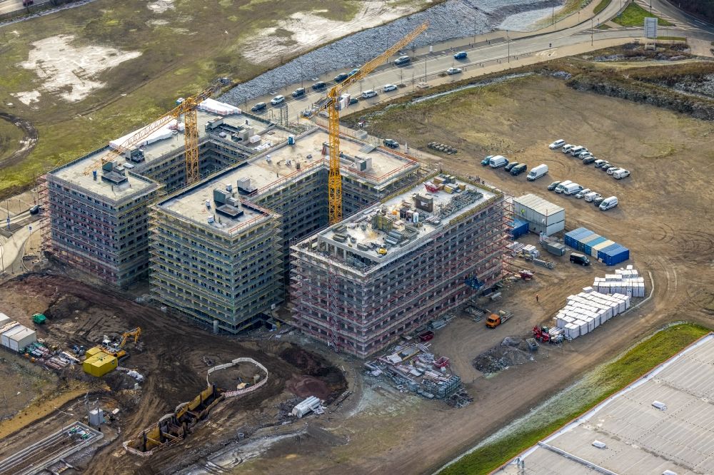 Luftbild Bochum - Neubau des Unternehmens-Verwaltungsgebäude O-Werk in Bochum im Bundesland Nordrhein-Westfalen, Deutschland