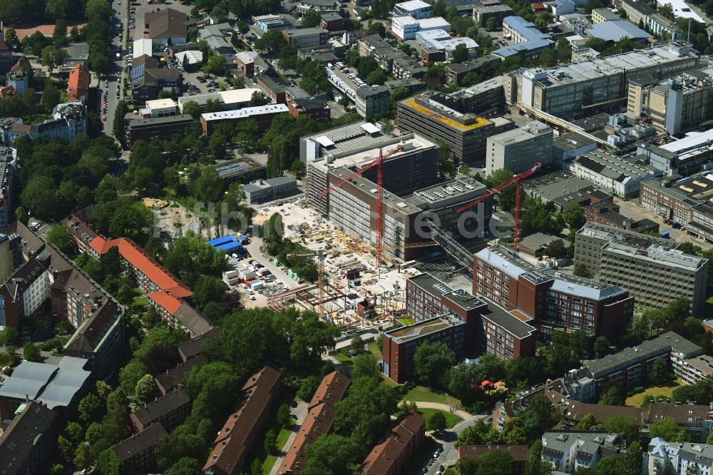 Hamburg aus der Vogelperspektive: Neubau des Unternehmens-Verwaltungsgebäude Zentrale der Beiersdorf AG in Eimsbüttel in Hamburg, Deutschland