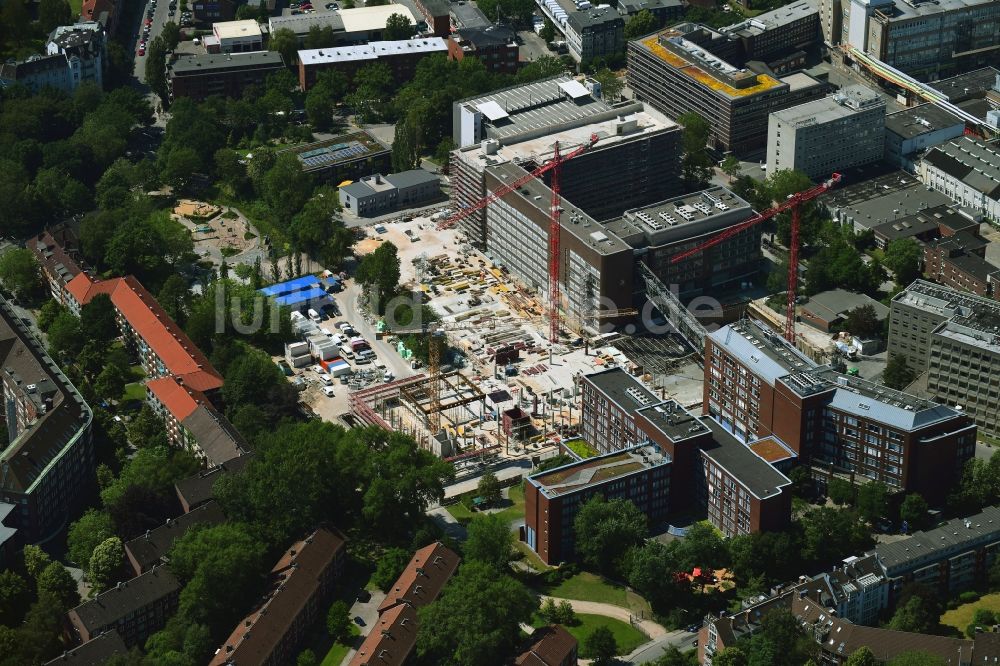 Hamburg aus der Vogelperspektive: Neubau des Unternehmens-Verwaltungsgebäude Zentrale der Beiersdorf AG in Eimsbüttel in Hamburg, Deutschland