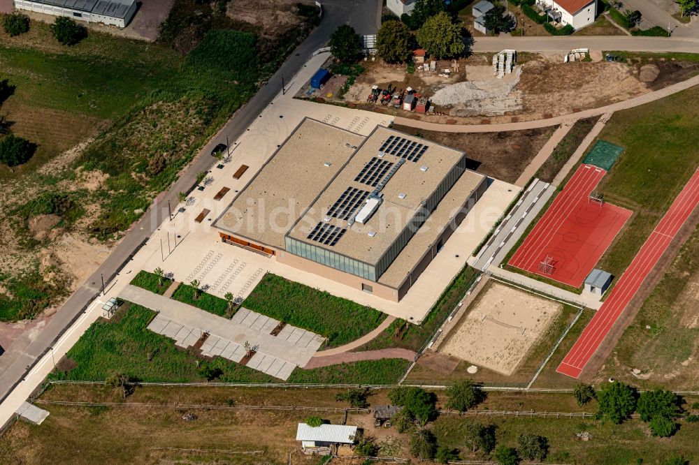 Luftbild Rust - Neubau der Veranstaltungshalle Rheingießenhalle in Rust im Bundesland Baden-Württemberg, Deutschland