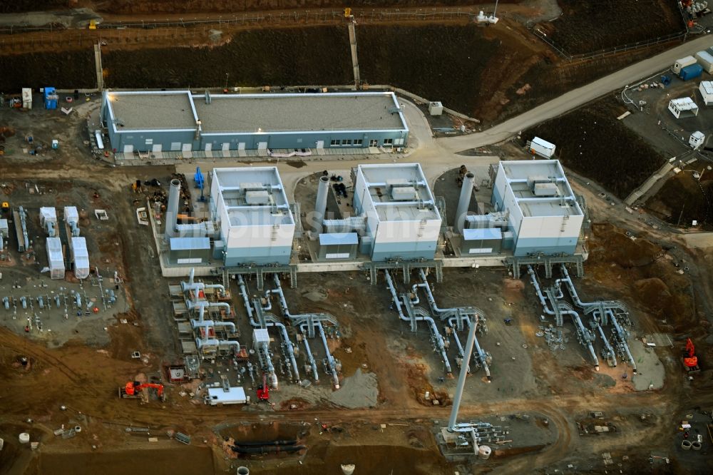Luftaufnahme Rimpar - Neubau einer Verdichterstadion für Erdgas in Rimpar im Bundesland Bayern, Deutschland
