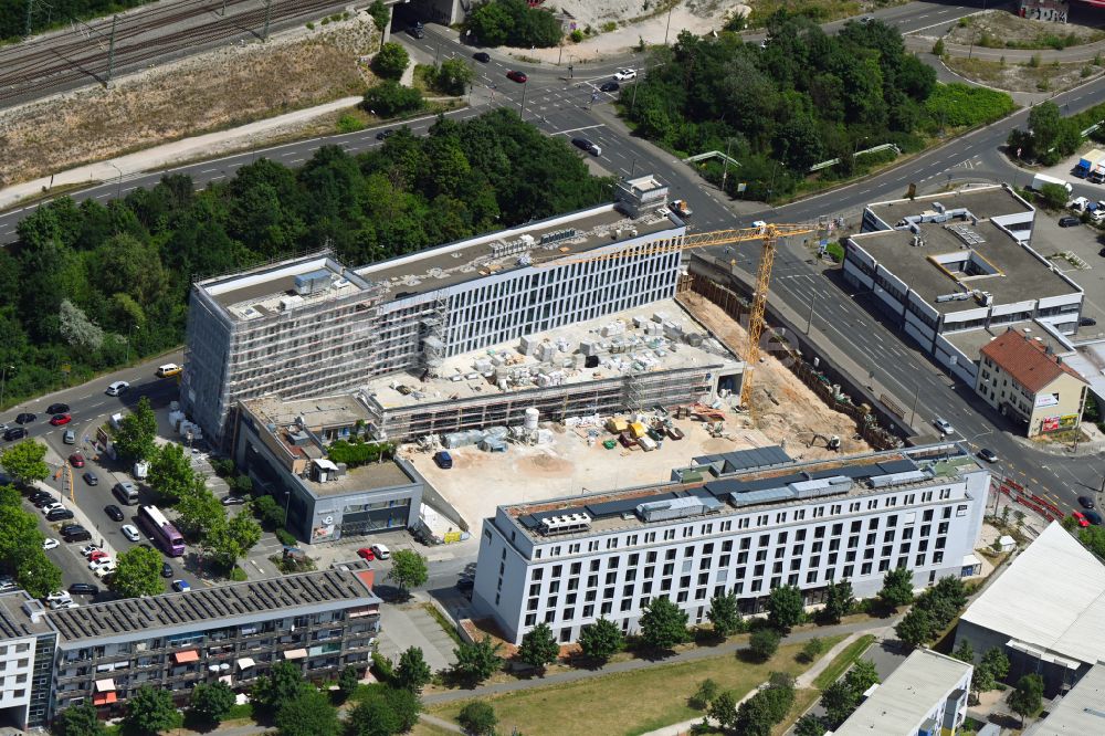 Nürnberg von oben - Neubau des Verwaltungsgebäude des Finanzdienstleistungs- Unternehmens Evenord- Bank in Nürnberg im Bundesland Bayern, Deutschland