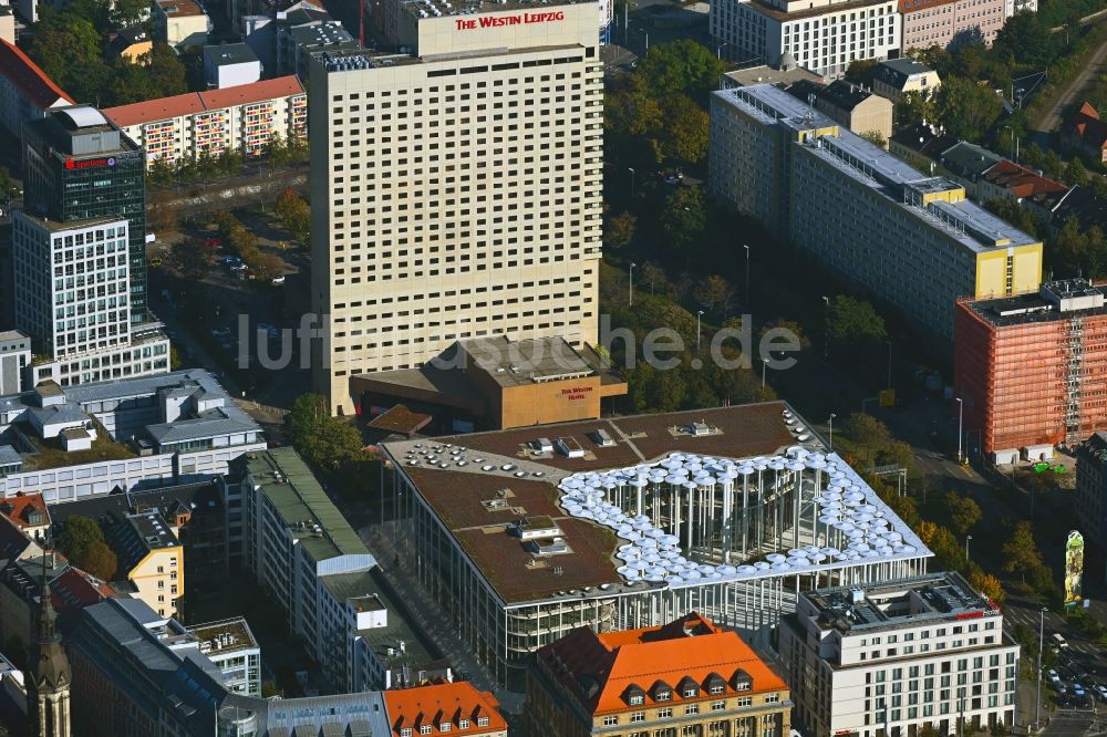 Luftbild Leipzig - Neubau des Verwaltungsgebäude SAB - Sächsische Aufbaubank in Leipzig im Bundesland Sachsen, Deutschland