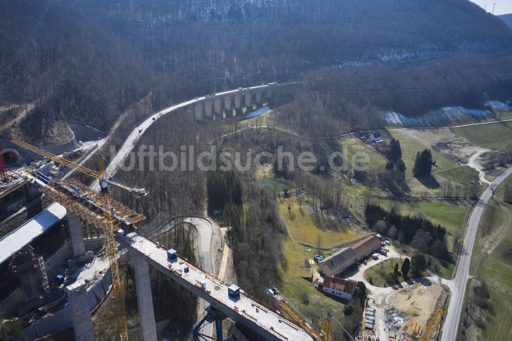 Luftbild Mühlhausen im Täle - Neubau- Viadukt des Bahn- Brückenbauwerk Filstalbrücke in Mühlhausen im Täle im Bundesland Baden-Württemberg, Deutschland