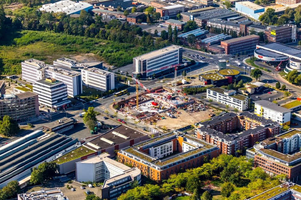 Luftbild Essen - Neubau Wohn- und Geschäftshaus mit Büroflächen im Ortsteil Westviertel in Essen im Bundesland Nordrhein-Westfalen, Deutschland