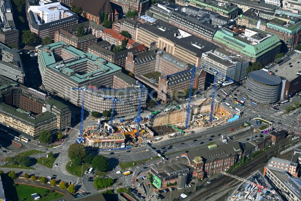 Luftbild Hamburg - Neubau eines Wohn- und Geschäftshaus- Ensembles Johannis-Kontor am Johanniswall in Hamburg, Deutschland