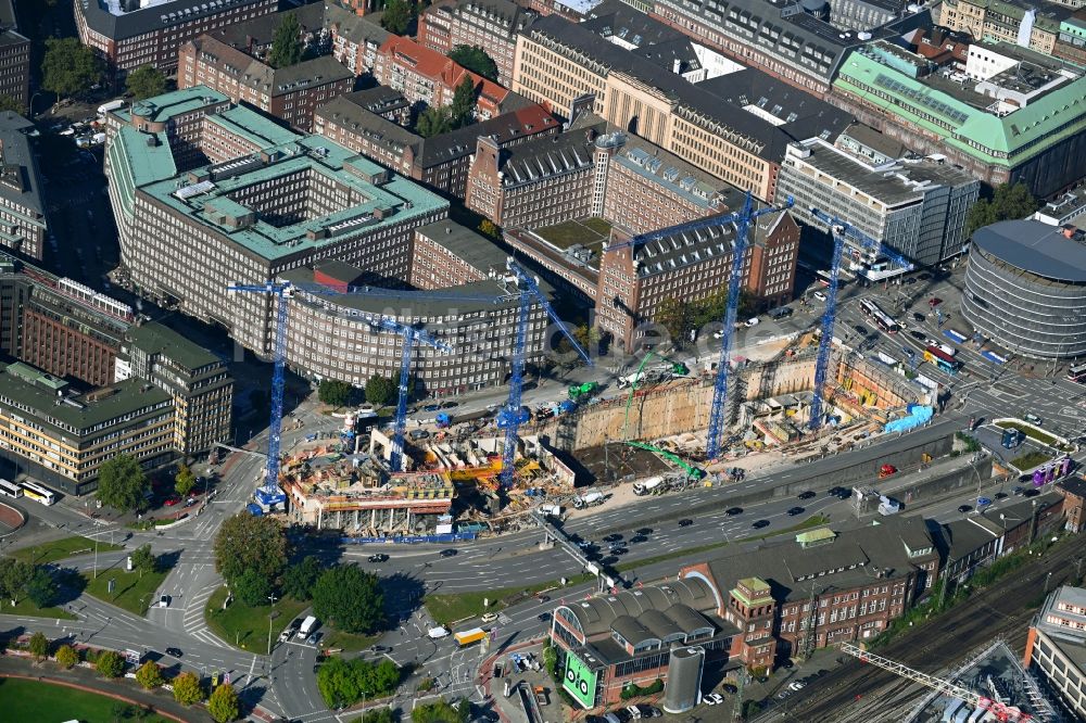 Luftaufnahme Hamburg - Neubau eines Wohn- und Geschäftshaus- Ensembles Johannis-Kontor am Johanniswall in Hamburg, Deutschland