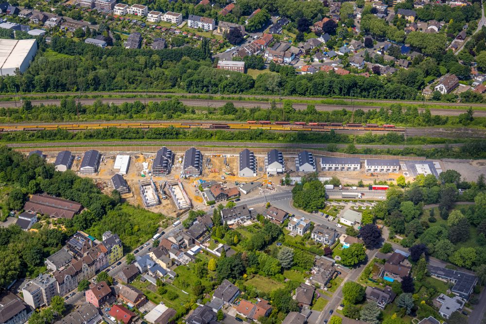 Luftaufnahme Herne - Neubau- Wohngebiet einer Reihenhaus- Siedlung in Herne im Bundesland Nordrhein-Westfalen, Deutschland