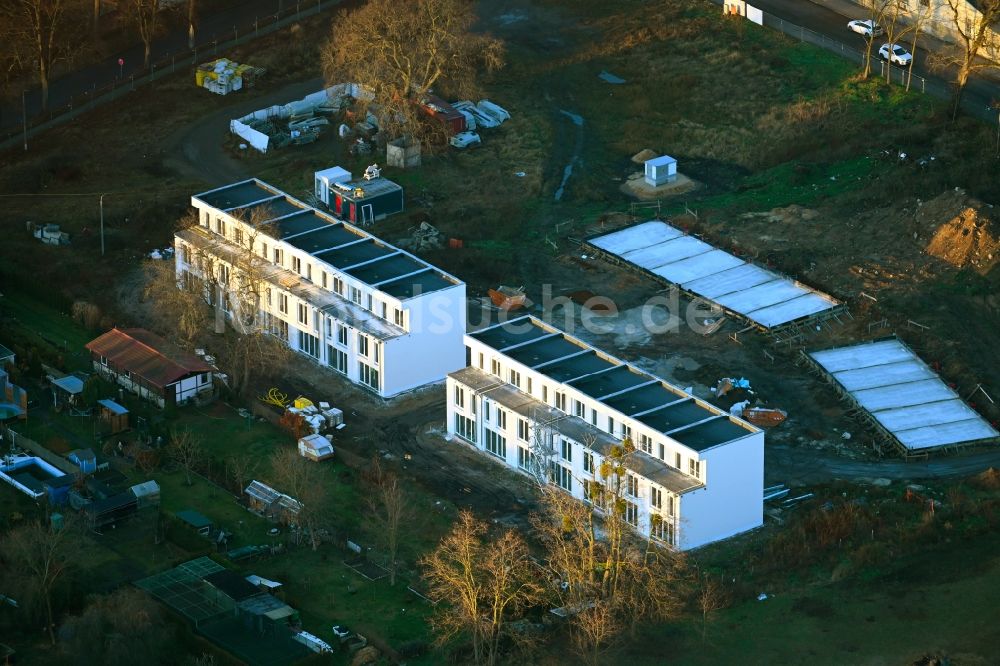 Werneuchen von oben - Neubau- Wohngebiet einer Reihenhaus- Siedlung in Werneuchen im Bundesland Brandenburg, Deutschland
