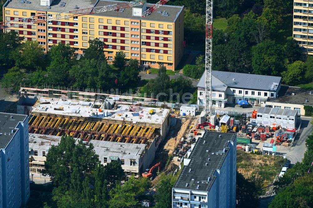 Luftaufnahme Berlin - Neubau eines Wohnhauses an der Marchwitzastraße im Ortsteil Marzahn in Berlin, Deutschland