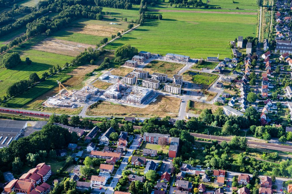 Luftaufnahme Buxtehude - Neubaugebiet einer Mehrfamilienhaus-Wohnanlage Köngsdamm in Buxtehude im Bundesland Niedersachsen, Deutschland