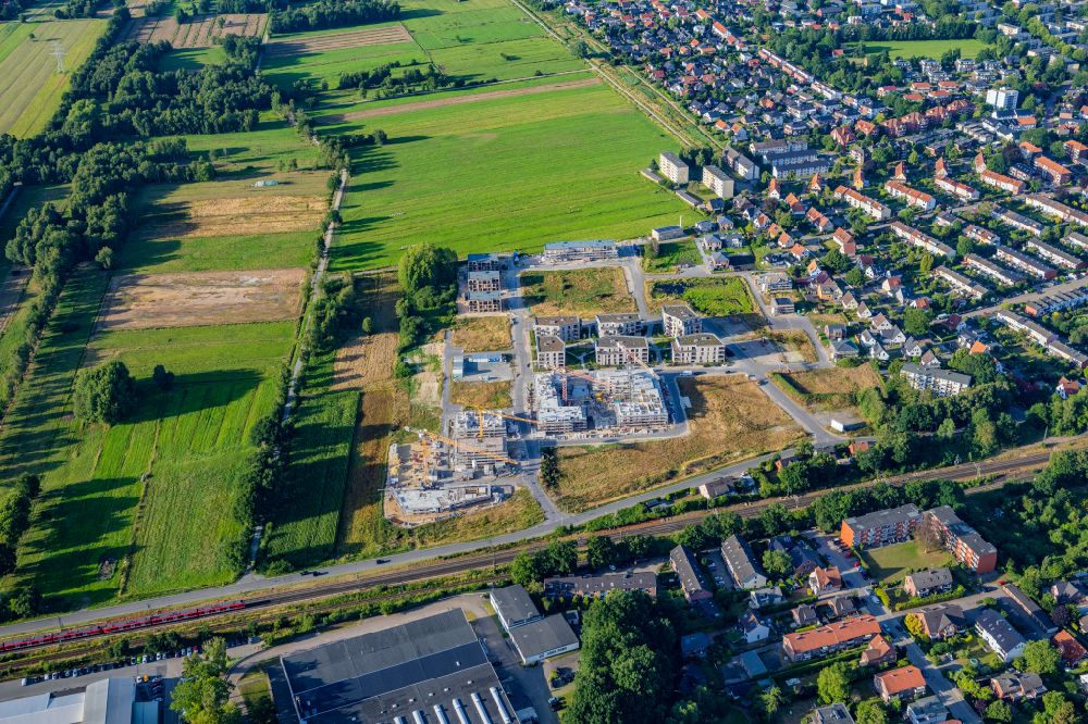 Buxtehude aus der Vogelperspektive: Neubaugebiet einer Mehrfamilienhaus-Wohnanlage Köngsdamm in Buxtehude im Bundesland Niedersachsen, Deutschland
