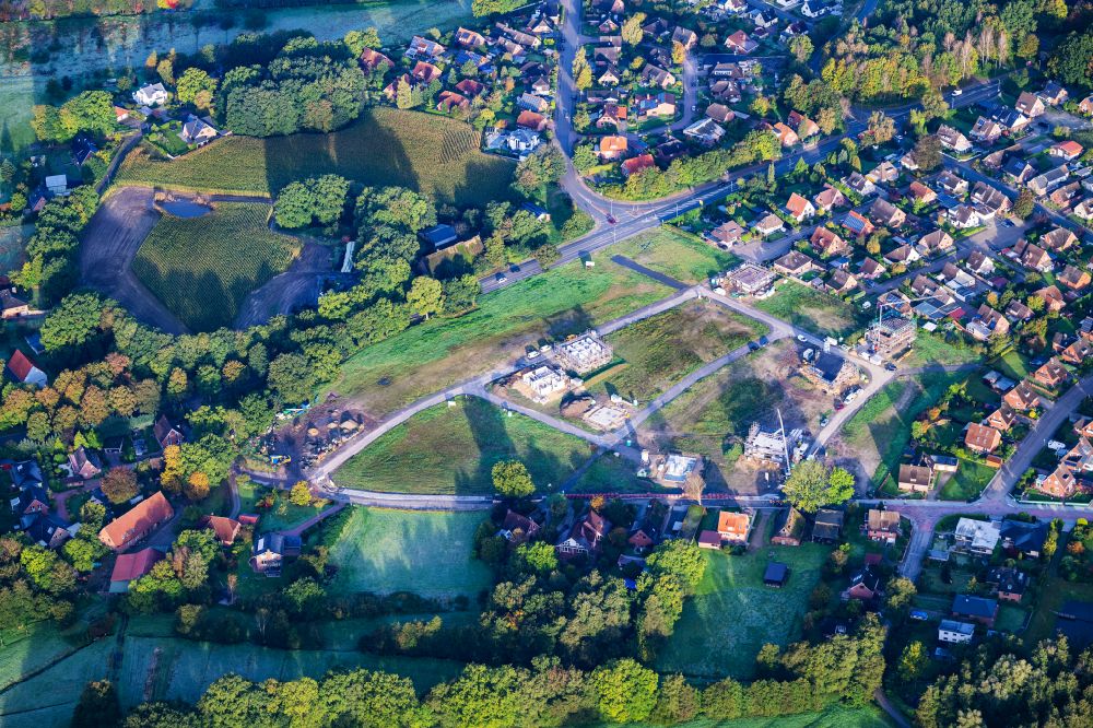 Luftaufnahme Stade - Neubaugebiet im Siedlungsgebiet Bronzeschmiede in Stade im Bundesland Niedersachsen, Deutschland
