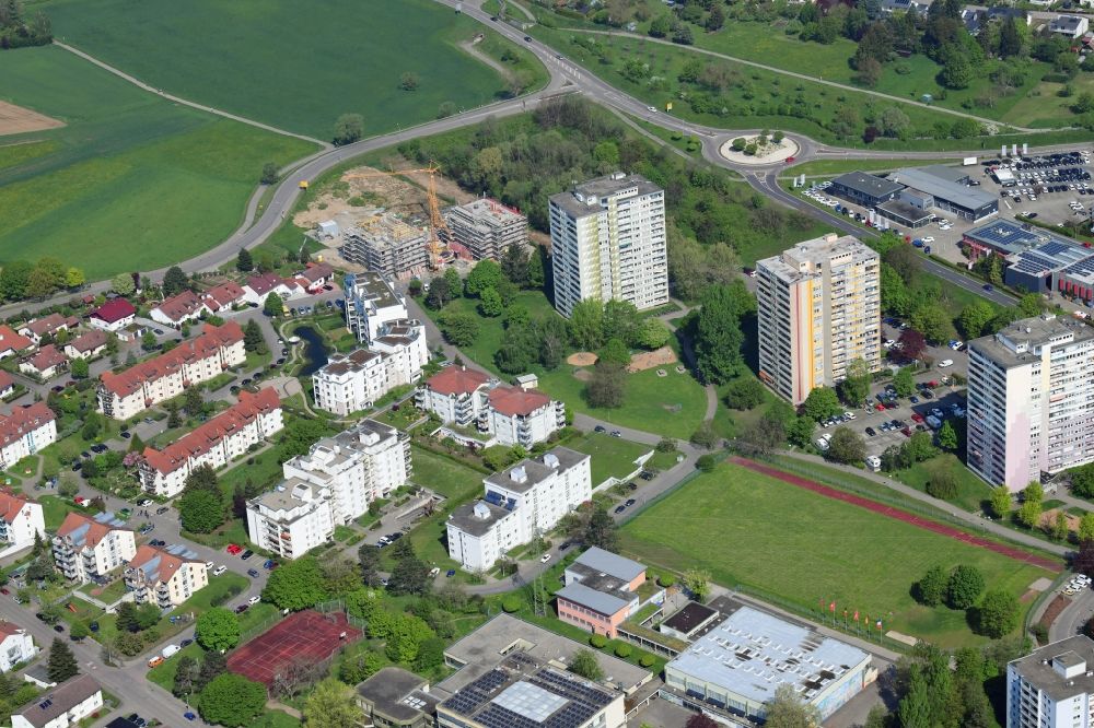 Luftaufnahme Rheinfelden (Baden) - Neubauten im Wohngebiet am Fecampring mit den Hochhäusern in Rheinfelden (Baden) im Bundesland Baden-Württemberg, Deutschland