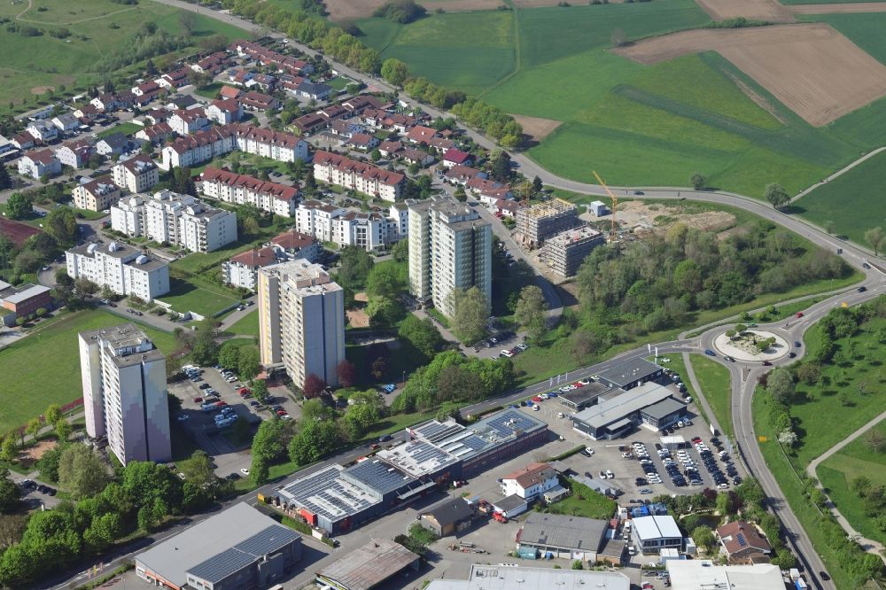 Rheinfelden (Baden) von oben - Neubauten im Wohngebiet am Fecampring mit den Hochhäusern in Rheinfelden (Baden) im Bundesland Baden-Württemberg, Deutschland