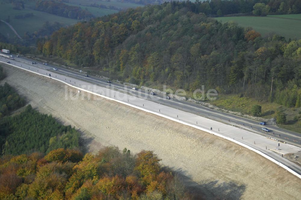 Luftbild DEUBACHSHOF - Neubautrasse der BAB A 4 - Umfahrung Hörselberge in Thüringen bei Deubachshof