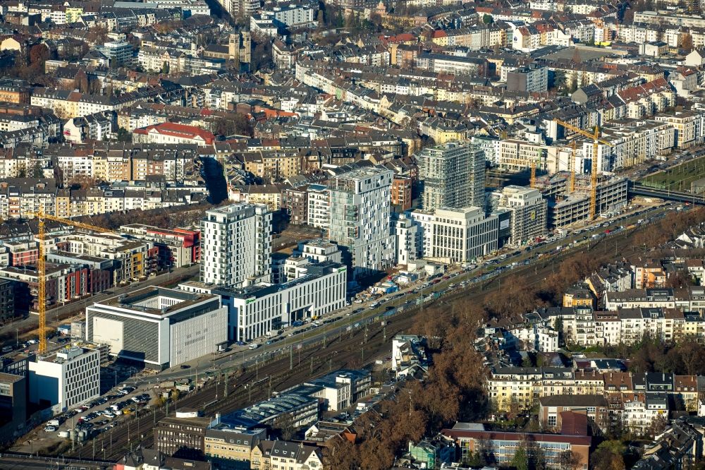 Düsseldorf von oben - Neue Stadtquartiere Derendorf und Le Quartier Central in Düsseldorf im Bundesland Nordrhein-Westfalen
