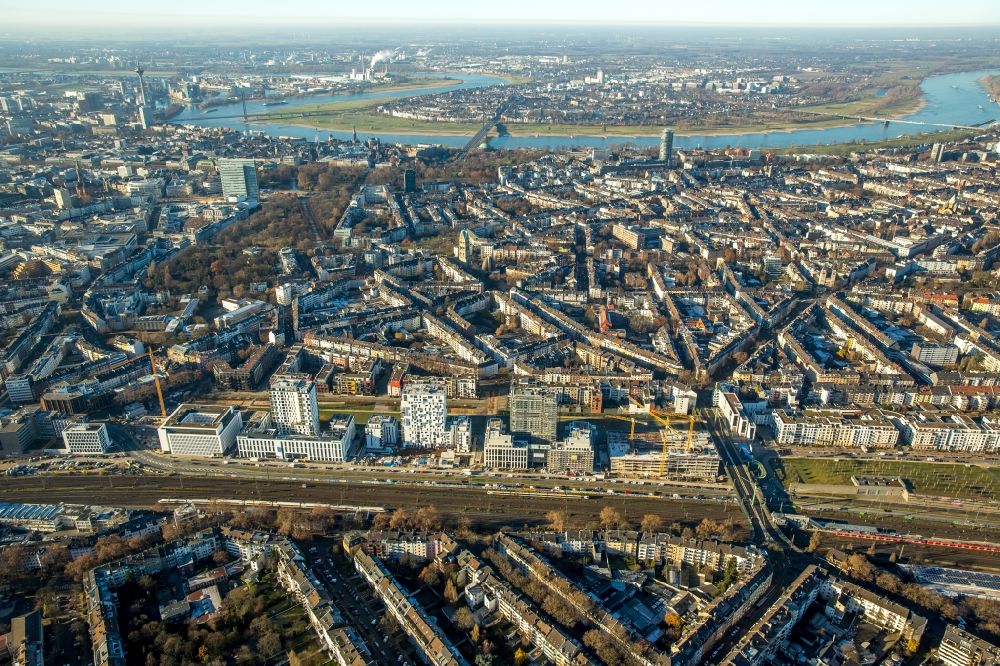 Luftaufnahme Düsseldorf - Neue Stadtquartiere Derendorf und Le Quartier Central in Düsseldorf im Bundesland Nordrhein-Westfalen