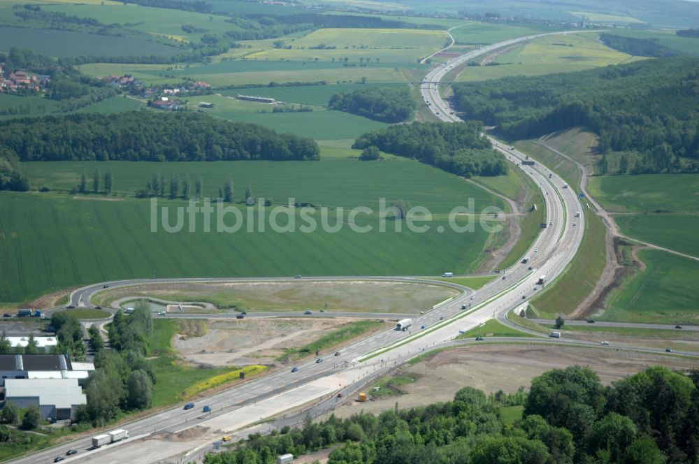 Luftaufnahme Deubachshof - Neuer A4 -Autobahnverlauf bei Deubachshof - new A4 motorway course E40 / A4 near Deubachshof in thuringia