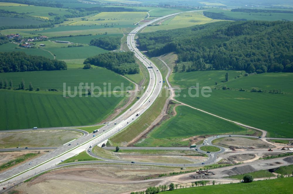 Deubachshof von oben - Neuer A4 -Autobahnverlauf bei Deubachshof - new A4 motorway course E40 / A4 near Deubachshof in thuringia