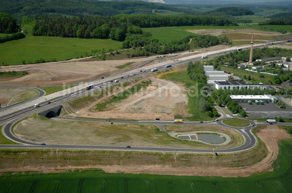 Deubachshof aus der Vogelperspektive: Neuer A4 -Autobahnverlauf bei Deubachshof - new A4 motorway course E40 / A4 near Deubachshof in thuringia