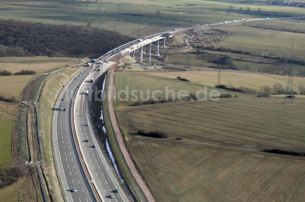 Luftaufnahme Großenlupnitz - Neuer A4 -Autobahnverlauf bei Großenlupnitz - new A4 motorway course E40 / A4 near großenlupnitz in thuringia