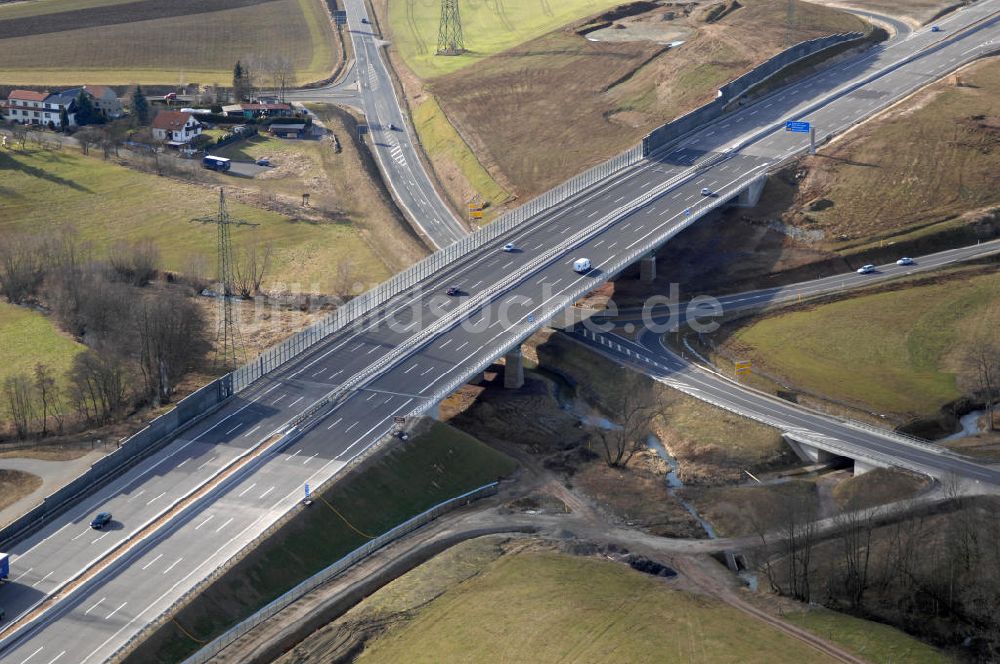 Großenlupnitz aus der Vogelperspektive: Neuer A4 -Autobahnverlauf bei Großenlupnitz - new A4 motorway course E40 / A4 near großenlupnitz in thuringia