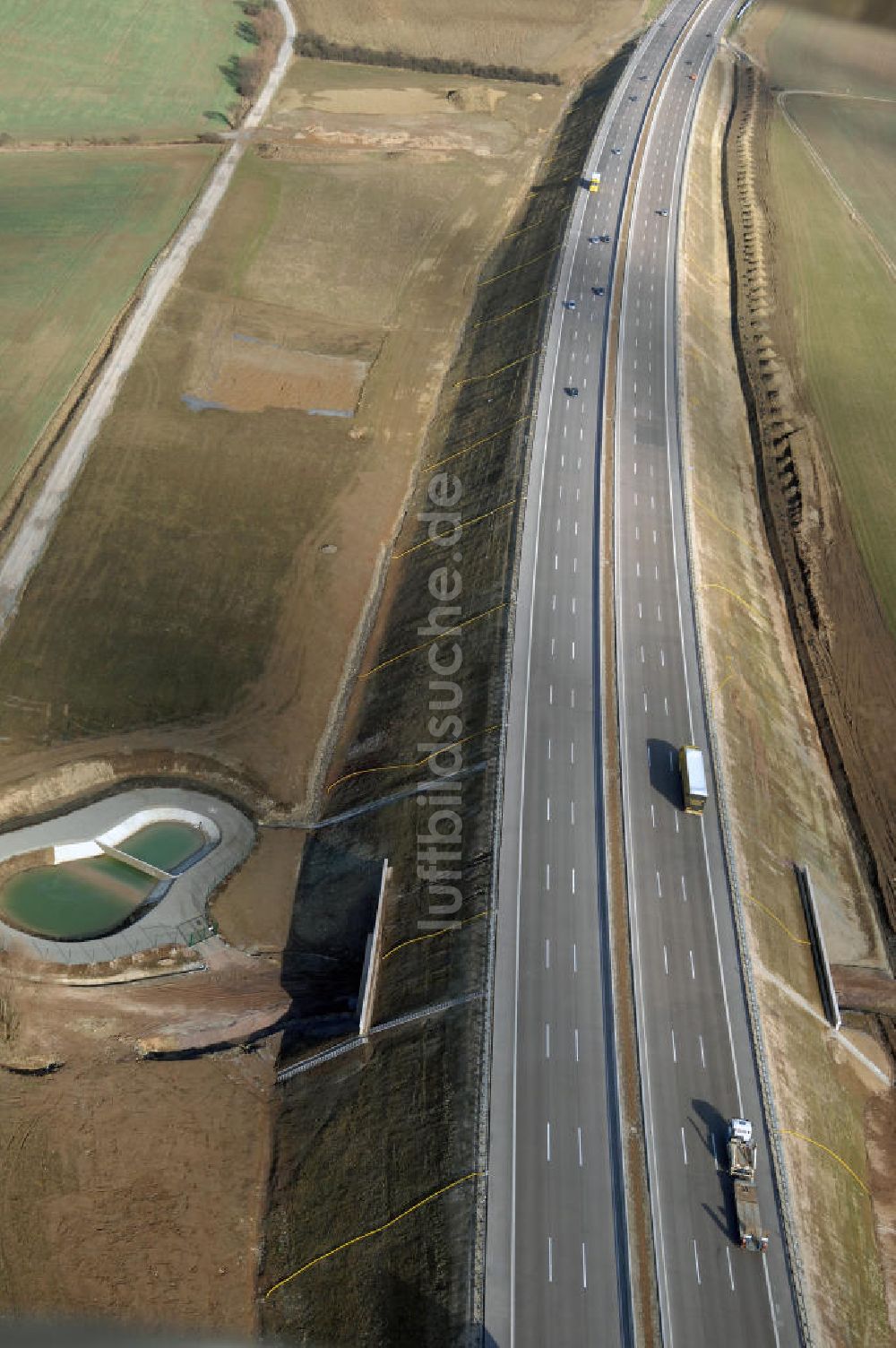 Luftbild Stregda - Neuer A4 -Autobahnverlauf bei Stregda - new A4 motorway course E40 / A4 near Stregda in thuringia