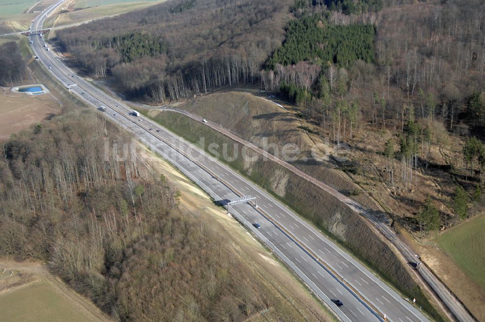 Luftaufnahme Stregda - Neuer A4 -Autobahnverlauf bei Stregda - new A4 motorway course E40 / A4 near Stregda in thuringia