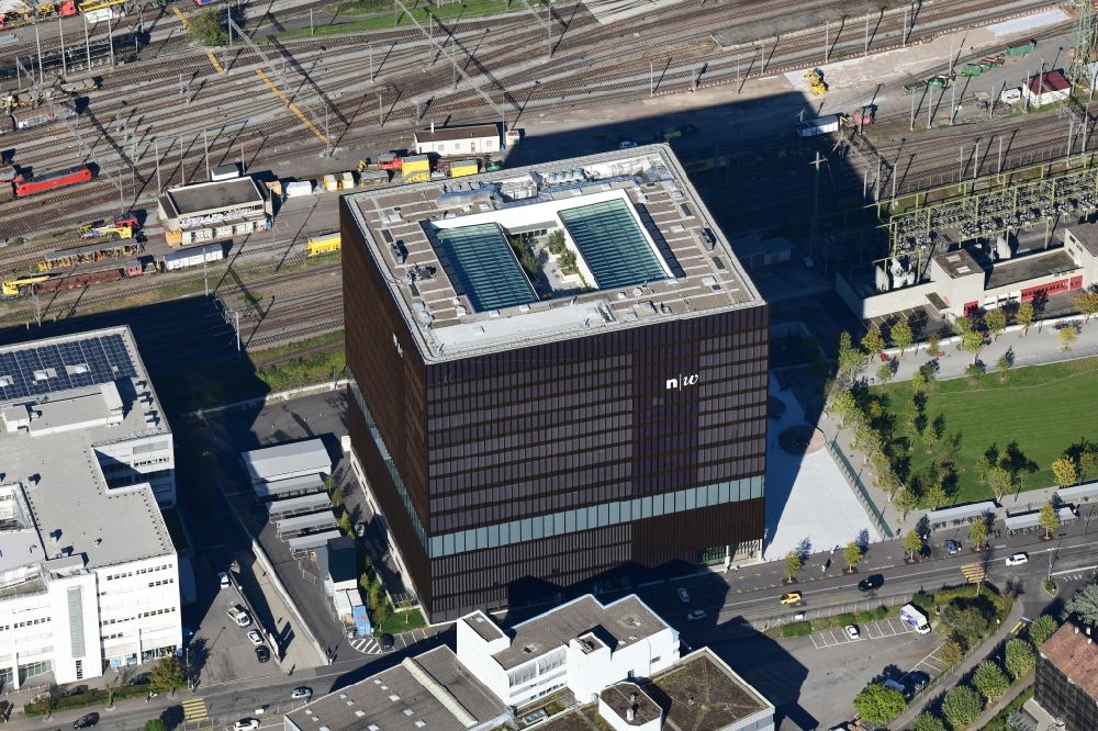 Luftbild Muttenz - Neues Campus- Gebäude der Fachhochschule Nordwestschweiz FHNW in Muttenz im Kanton Basel-Landschaft, Schweiz