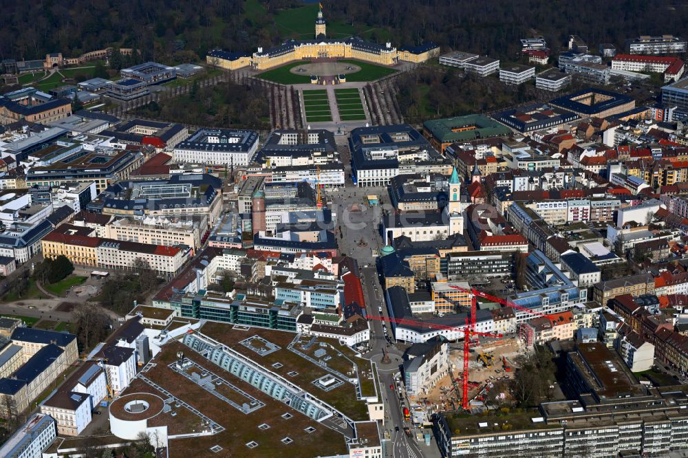 Luftbild Karlsruhe - Neugestaltung des Baudenkmales Markgräfliche Palais in Karlsruhe im Bundesland Baden-Württemberg, Deutschland