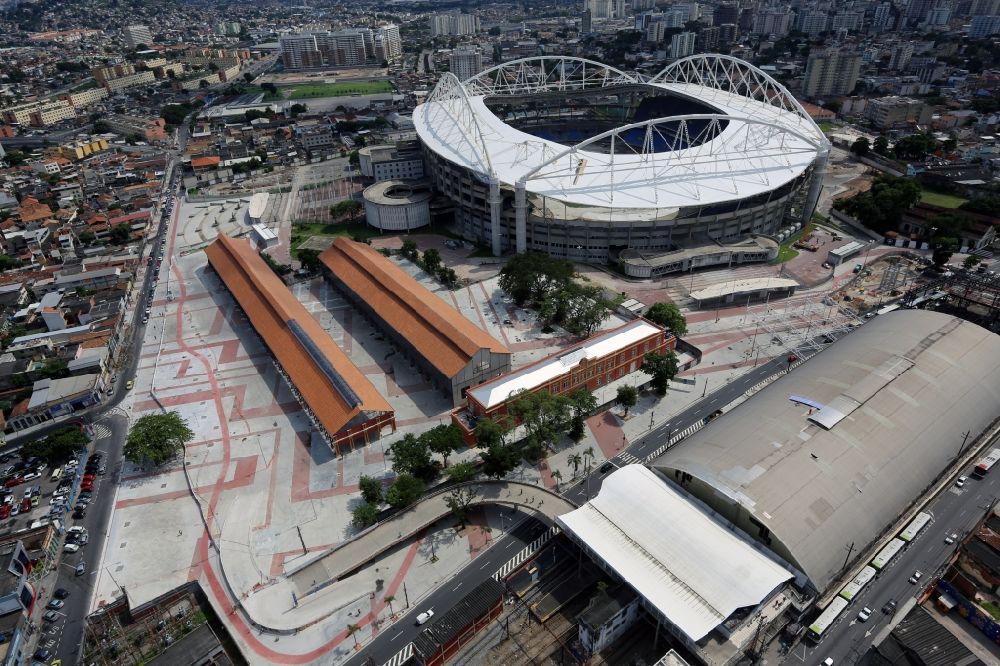 Luftbild Rio de Janeiro - Neugestaltung des Umfeldes am Stadion Estadio Olimpico Joao Havelange - Nilton Santos Stadium in Rio de Janeiro in Brasilien
