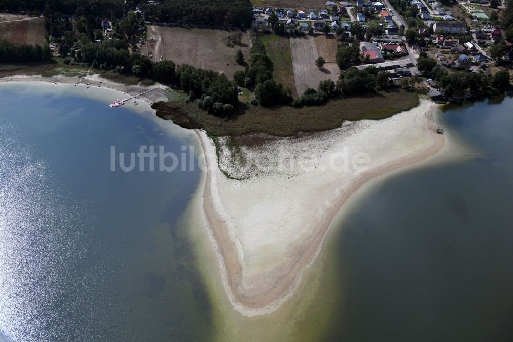 Luftaufnahme Kähnsdorf - Niedrigwasser Pegel an den Uferbereiche des Sees Großer Seddiner See in Kähnsdorf im Bundesland Brandenburg, Deutschland